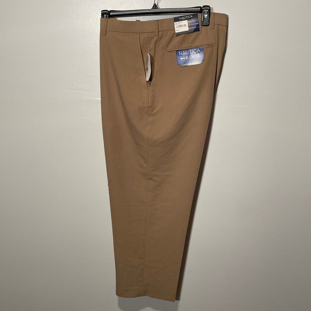 Nautica Men's Performance Stretch Dress Pants camel, 44X29 $75